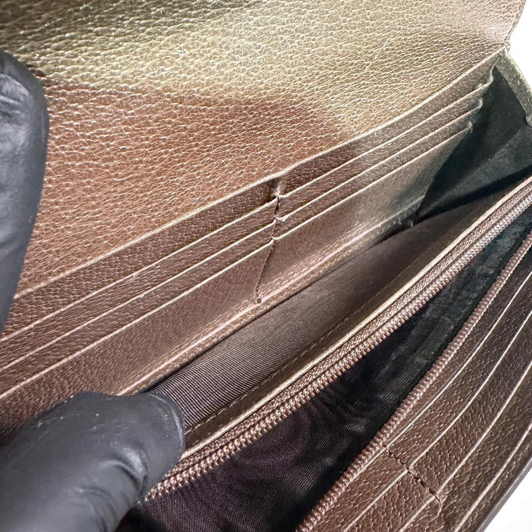 美品 GUCCI グッチ 長財布 オフィディア シェリーライン GGスプリーム