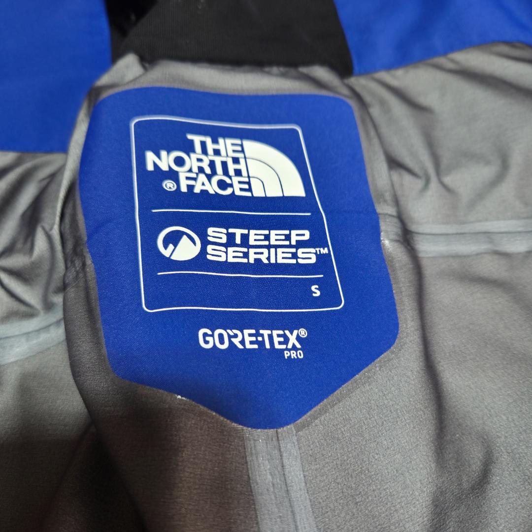 美品ザノースフェイス ビブパンツ　STEEP　ゴアテックスプロ　S　青　ポケット