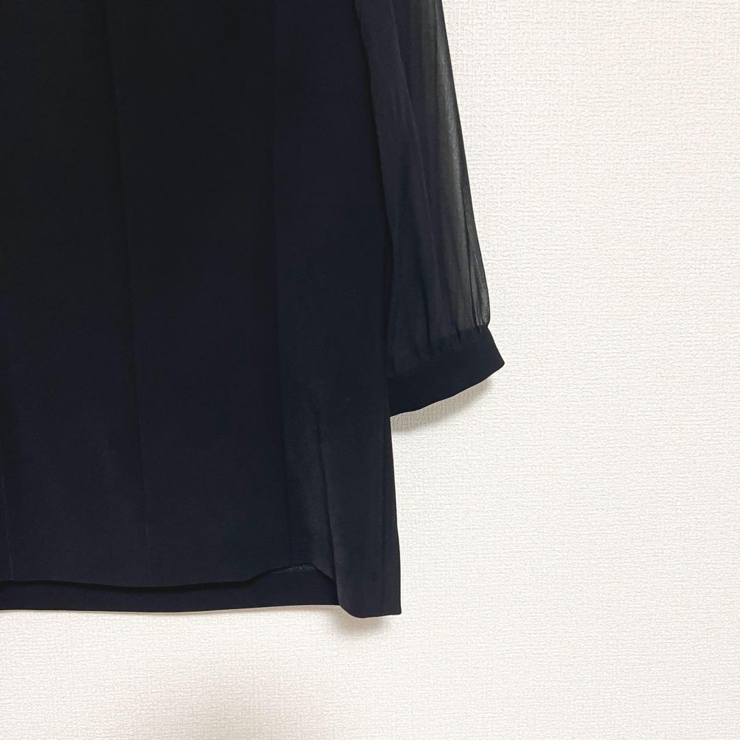 ボーダーズアットバルコニー BLOUSE NOIR ブラウス ハイネック シアー