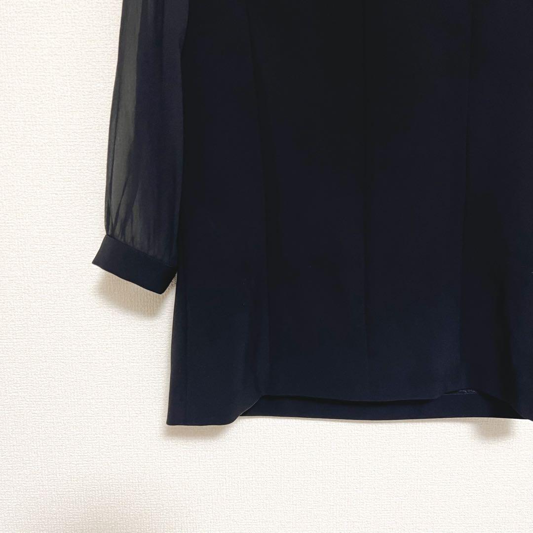 ボーダーズアットバルコニー BLOUSE NOIR ブラウス ハイネック シアー