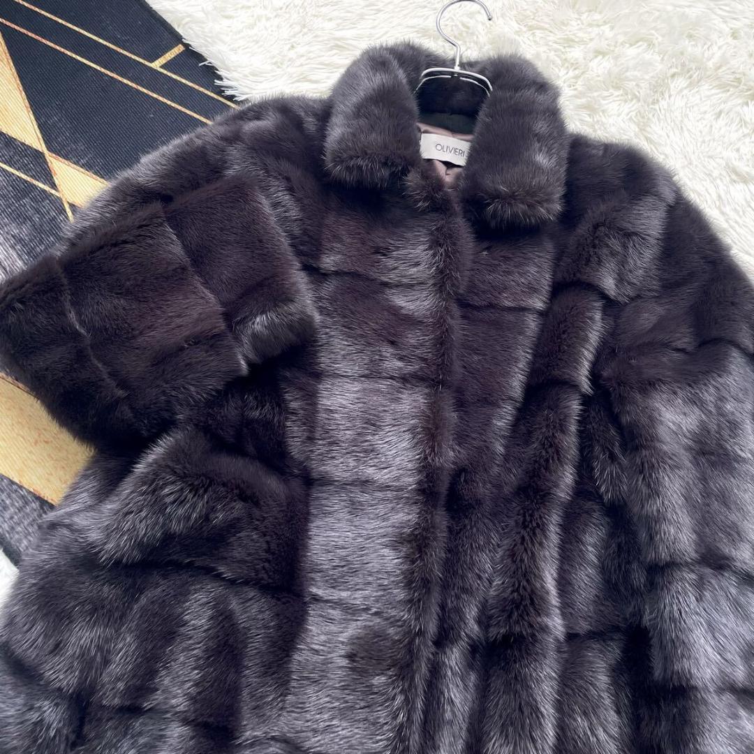 近年人気モデル/横段デザイン 深紫 ミンク ファーコート 軽量 毛皮 アウター