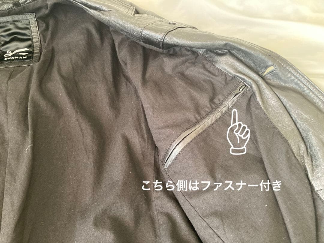 【DENHAM】メンズ　ラム革テーラードジャケット　ブラックM size