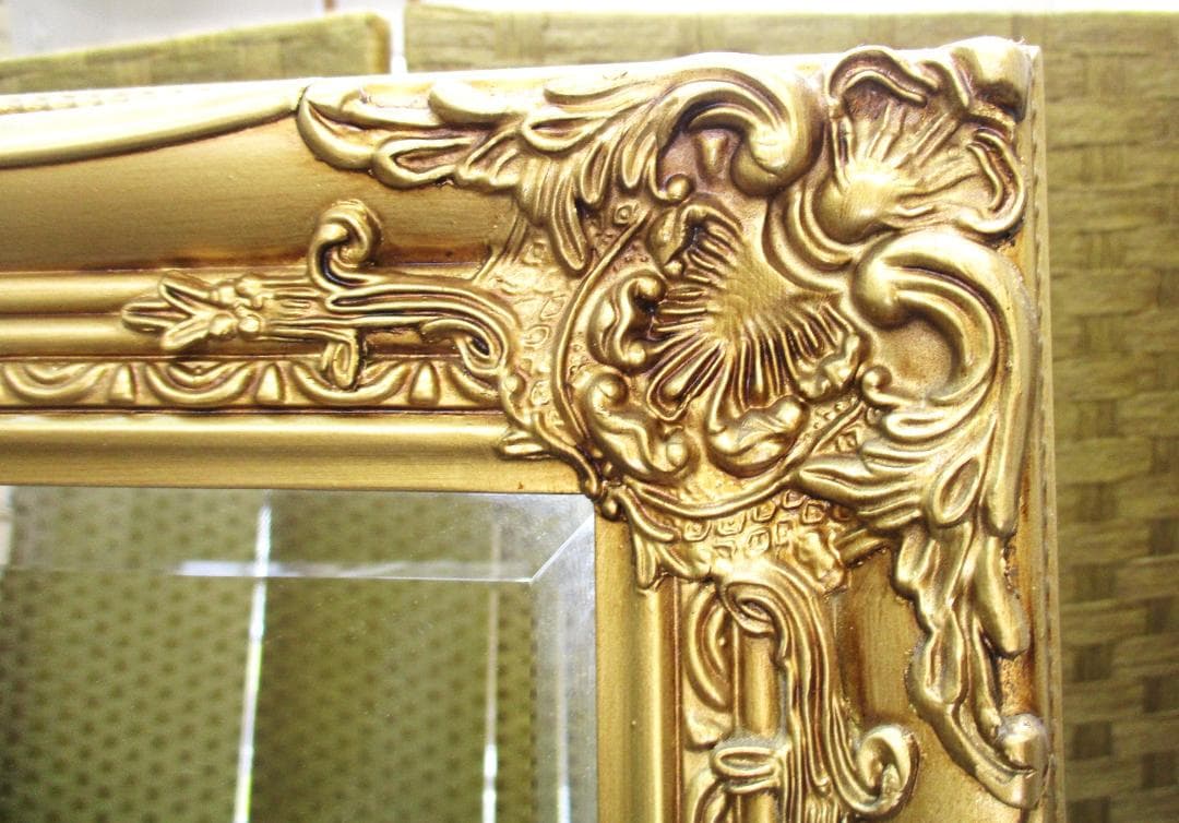 ★アンティーク調　ミラー ゴールド 50x170cm　姿見　ロココ調　スタンド付