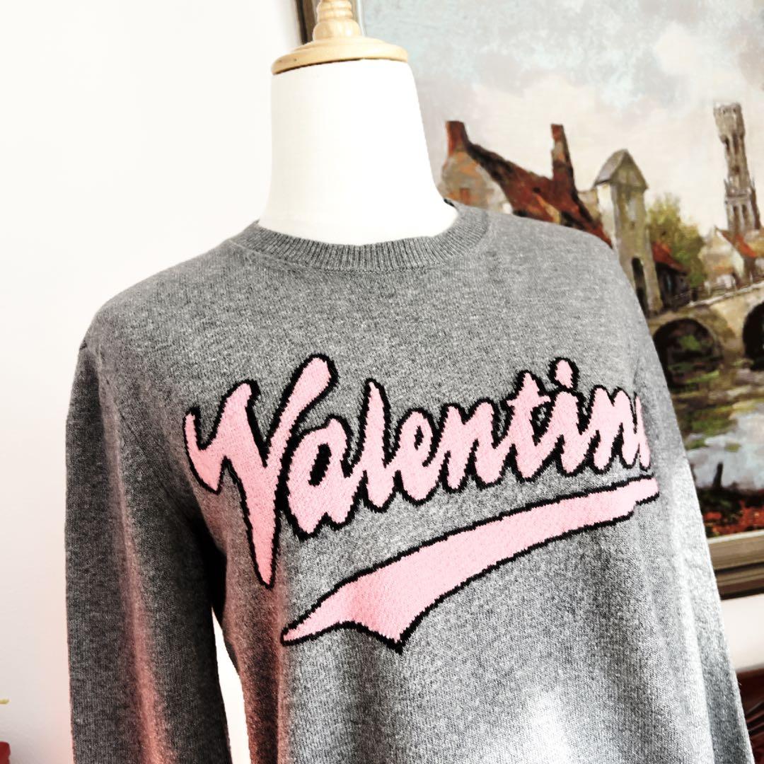美品VALENTINO ヴァレンティノ ロゴ　インターシャ カシミヤ　セーター