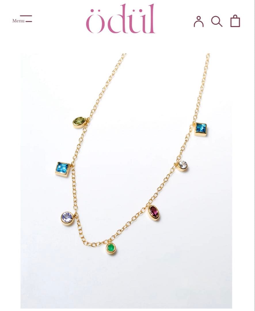 美品odulエメラルド&グリーントルマリン&スイスブルートパーズネックレス