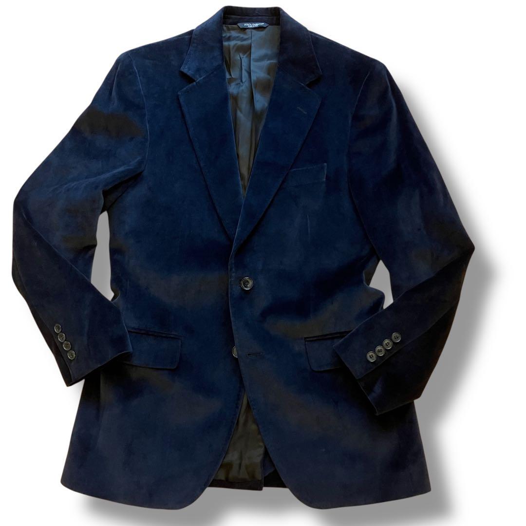ドルチェ&ガッバーナ ドルガバ テーラードジャケット ベロア ネイビー L