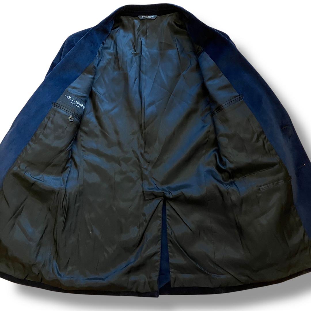 ドルチェ&ガッバーナ ドルガバ テーラードジャケット ベロア ネイビー L