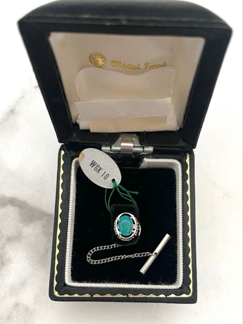 ネクタイピン　タイタックピン 　 ホワイトゴールド　10金　K10 アンティーク