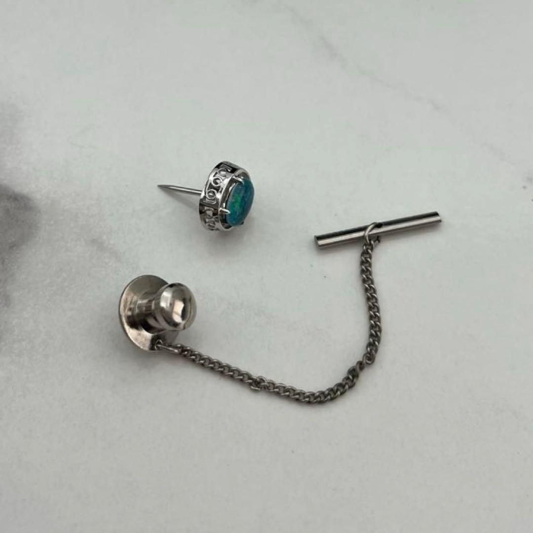 ネクタイピン　タイタックピン 　 ホワイトゴールド　10金　K10 アンティーク