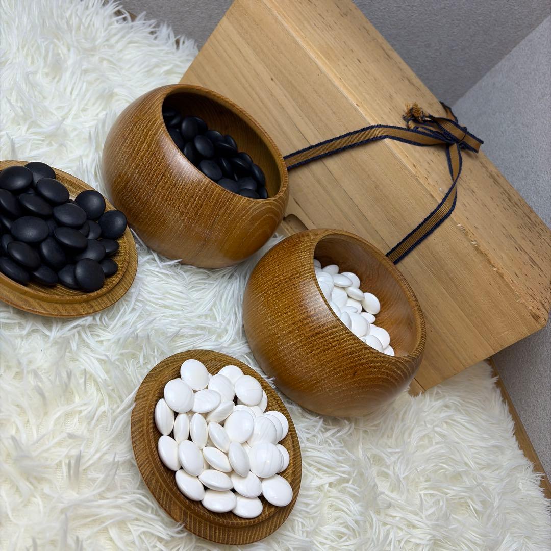 希少特厚 囲碁 碁石 本蛤碁石 那智黒碁石 碁笥 一套　桐箱入り 碁石セット