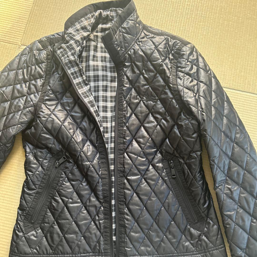 BURBERRY BLACK LABEL ファー付きモッズコート LL ブラック