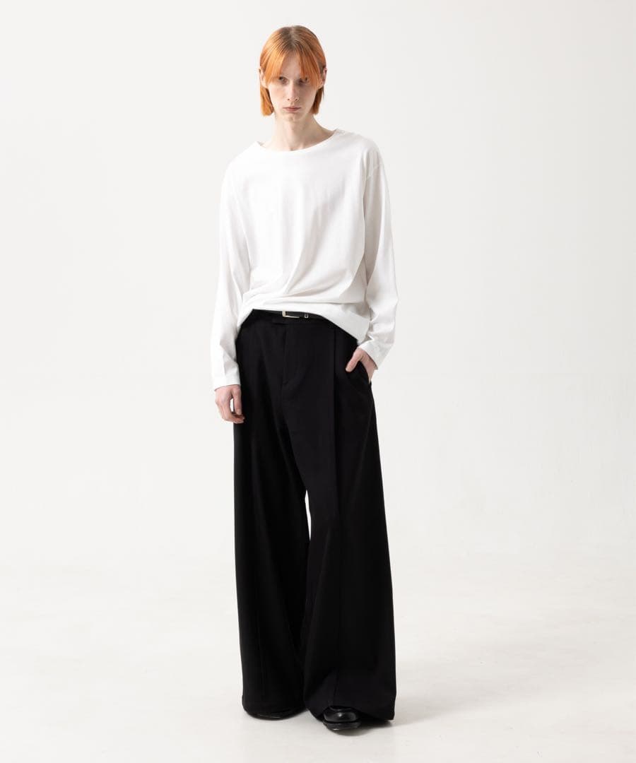 【裾上げあり】MB尾州ウール フロントシーム”ハカマ”スラックス S 黒