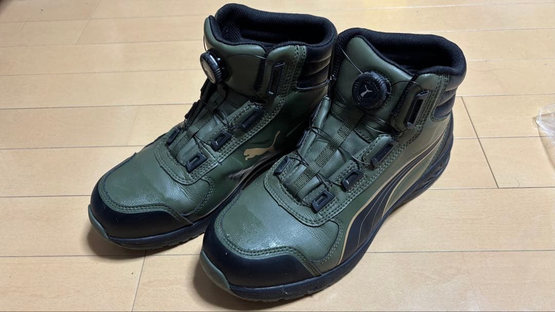 Puma オリーブグリーン ハイカット安全靴 27cm JSAA
