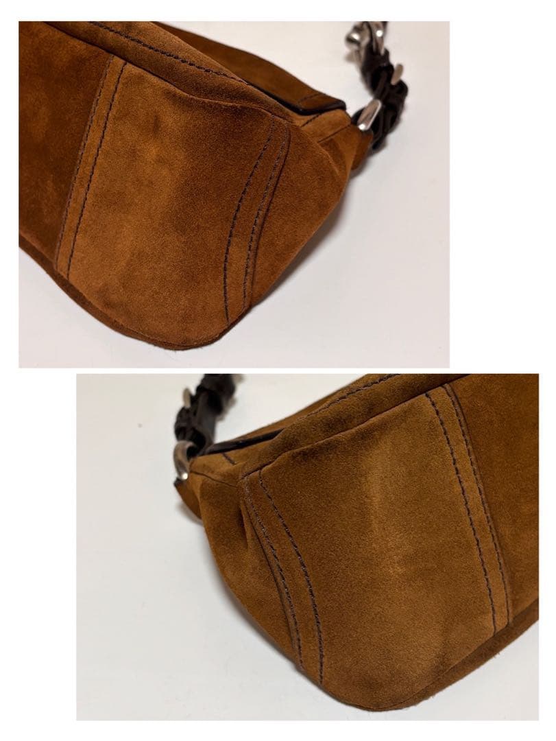 PRADA プラダ スウェード ワンハンドルバッグ ハンドバッグ ブラウン