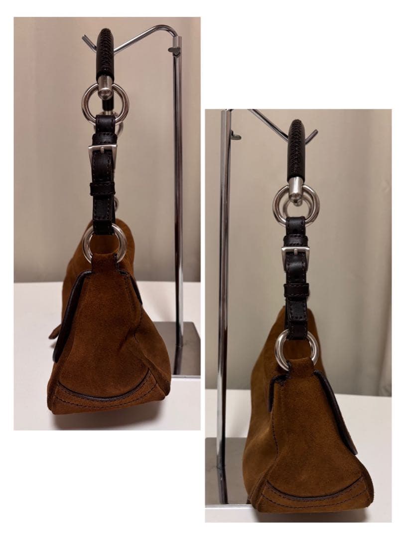 PRADA プラダ スウェード ワンハンドルバッグ ハンドバッグ ブラウン