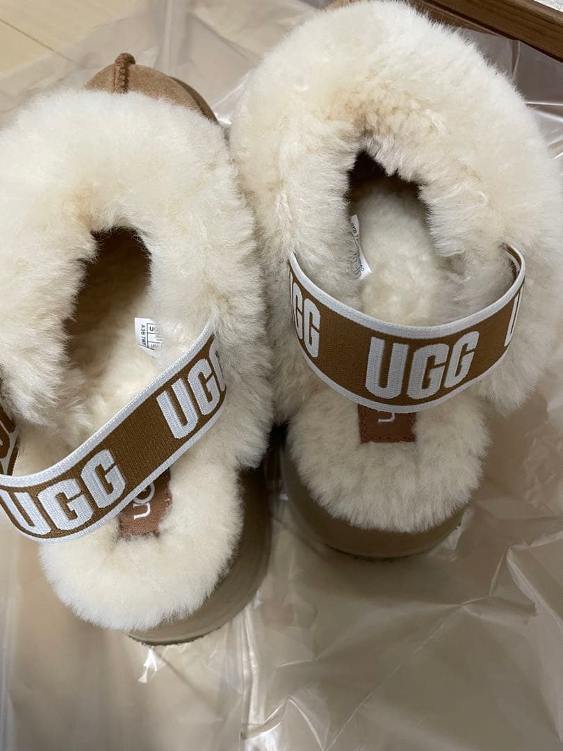 ugg ファンケット　24cm 厚底　ムートン　スリッポン　チェスナット
