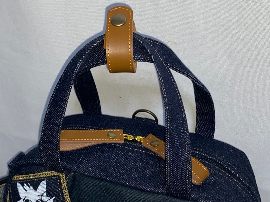 ☆岡山デニム☆ステンシル☆トラネコ☆☆4wayボストンバッグ