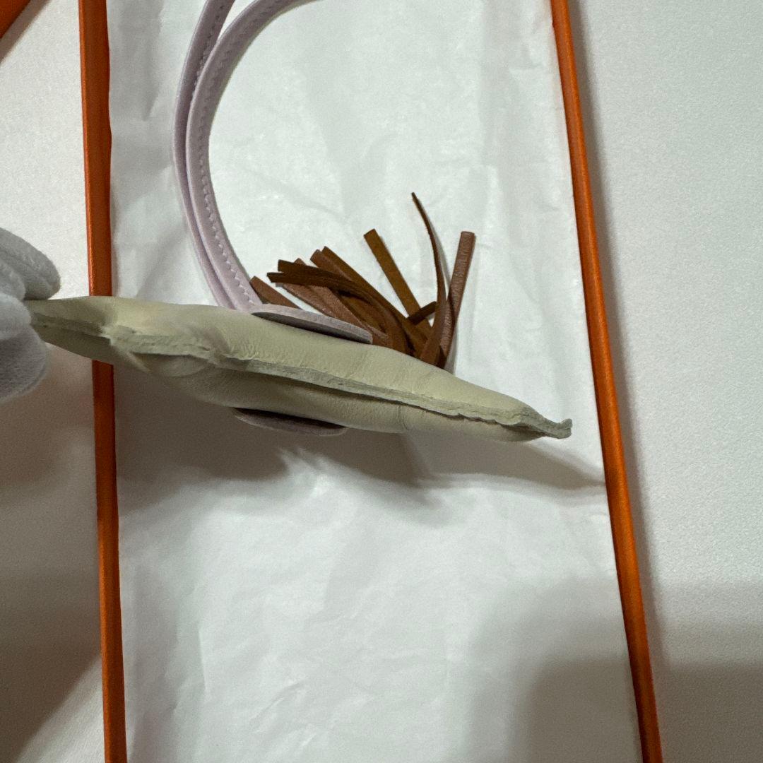【箱付き】エルメス PM チャーム レザー ベージュ　ピンク　ロデオ