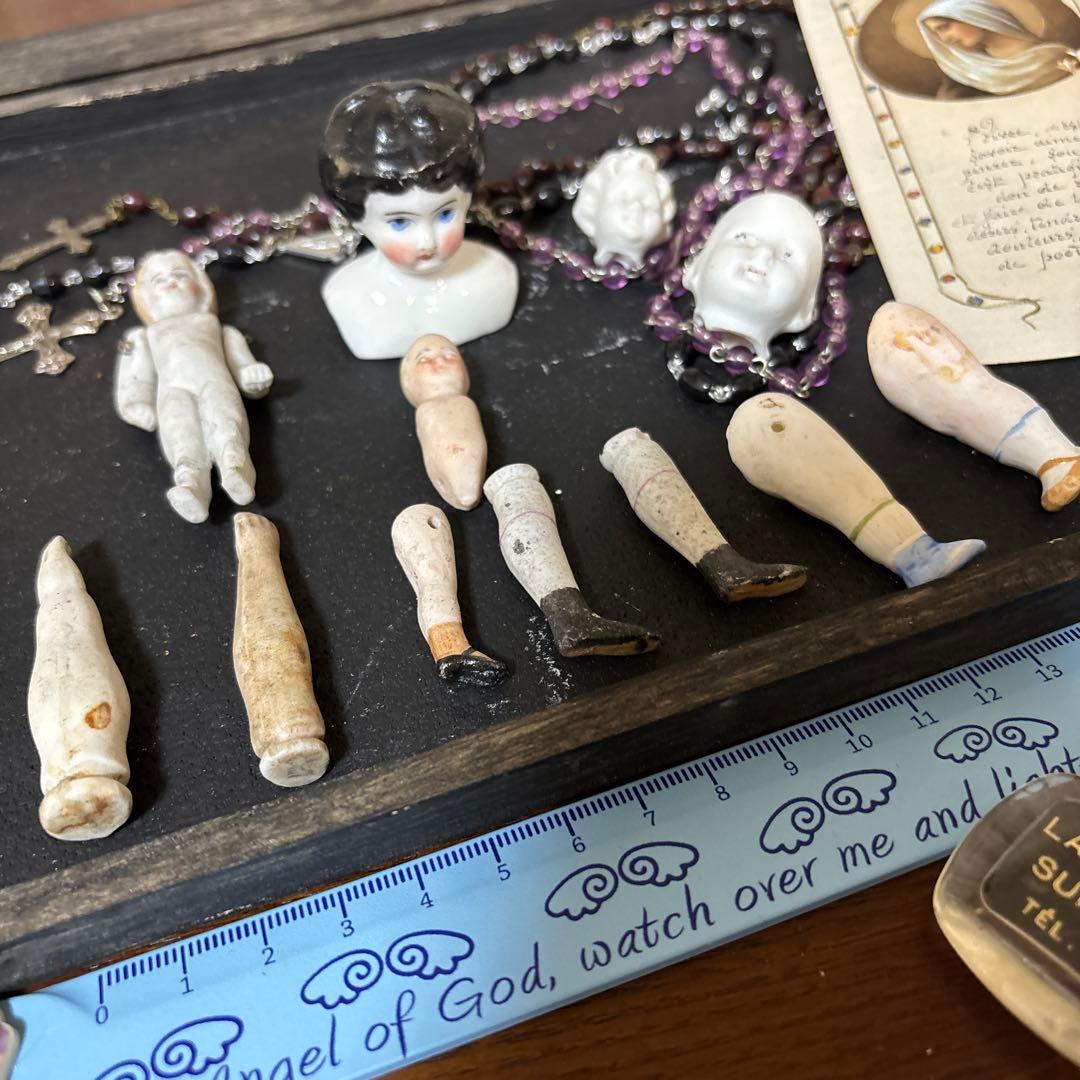 アンティーク　 ビスクドール　パーツ　etc ジャンクドロワーセット