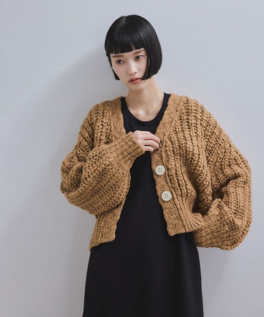 ADAM ET ROPE' 【WEB限定】ローゲージクロップドカーディガン