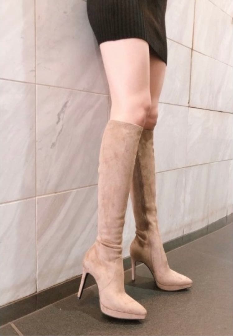 R&E ポインテッドトゥハイヒールロングブーツ