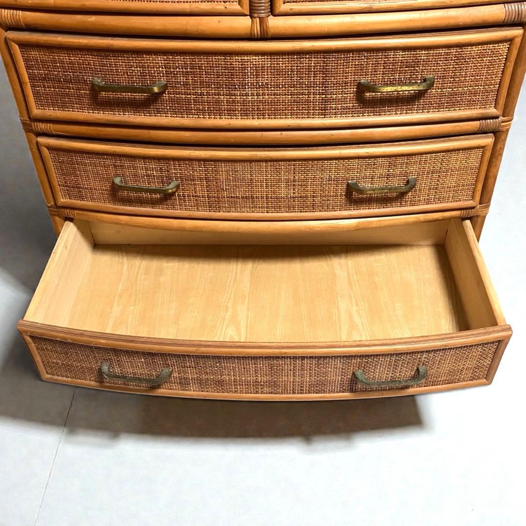 【良品】ラタン製　5段チェスト　籐家具　昭和レトロ