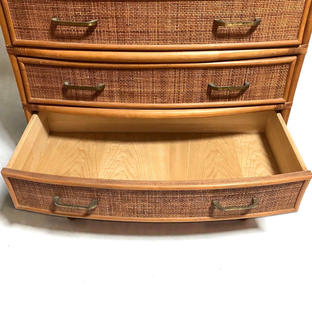 【良品】ラタン製　5段チェスト　籐家具　昭和レトロ