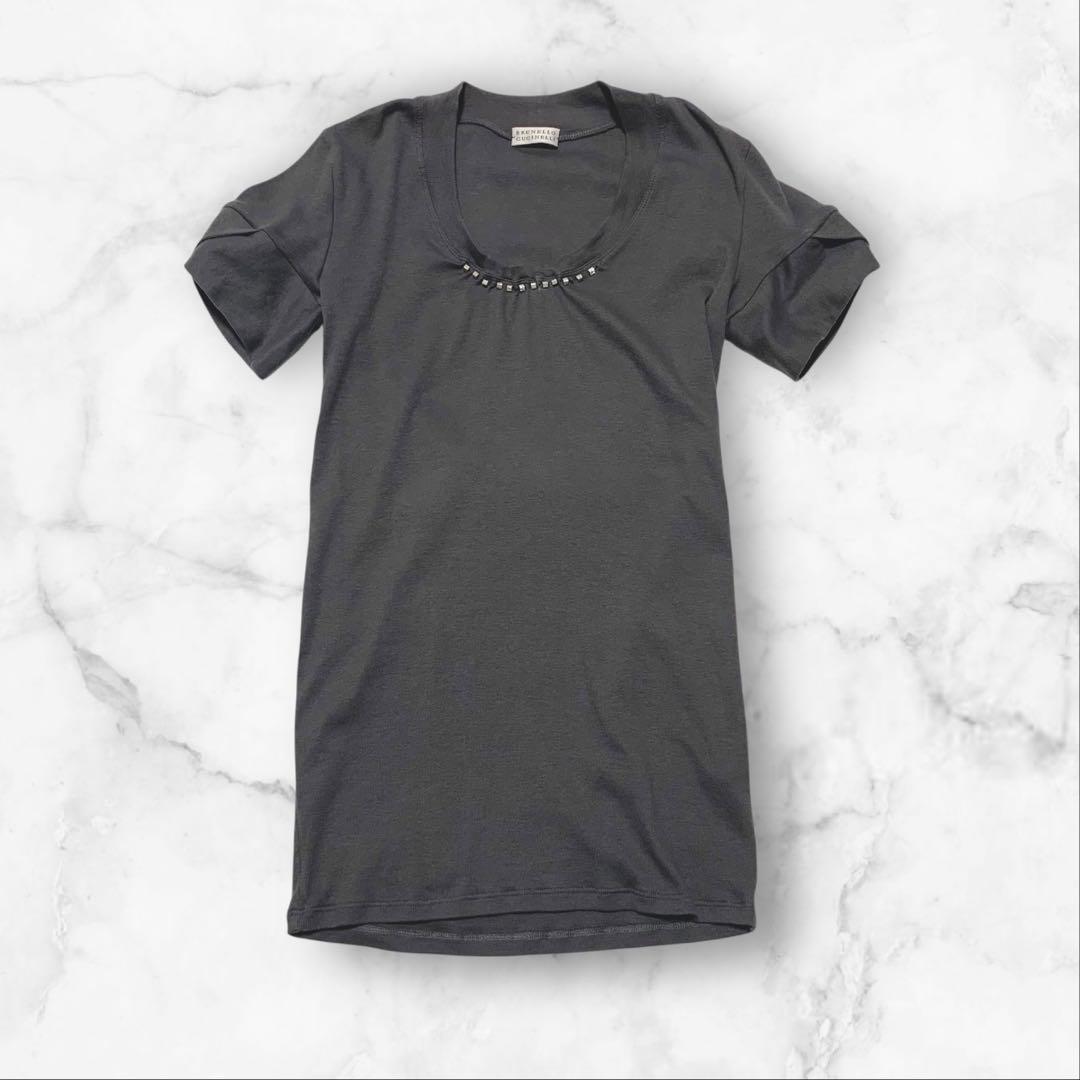 希少✨ブルネロクチネリ カットソー シルバービジュー チャコールグレー