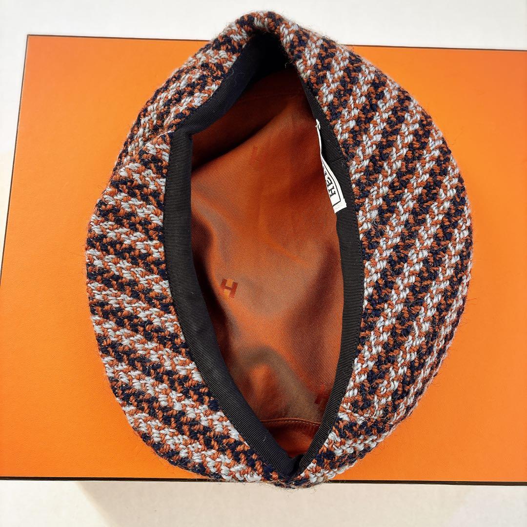 HERMÈS エルメス ツイード オレンジ キャスケット セリエ 58