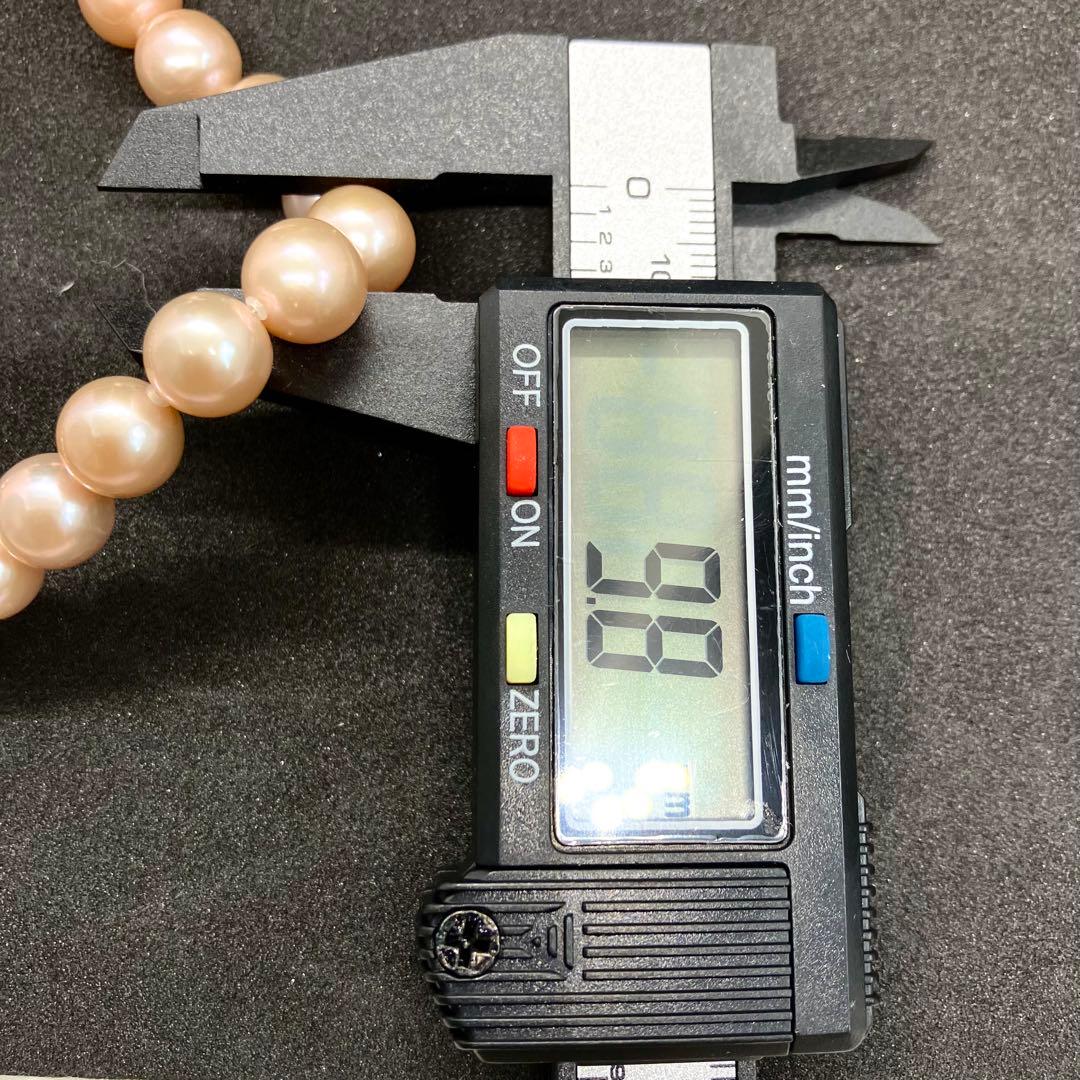 【テリ強】本真珠 大 パール ネックレス ピンク 約8mm-10mm 約43cm