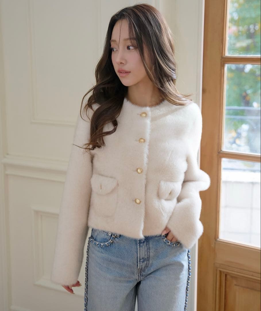 eimy istoire ゴールドボタンフェイクファージャケット 新品未使用