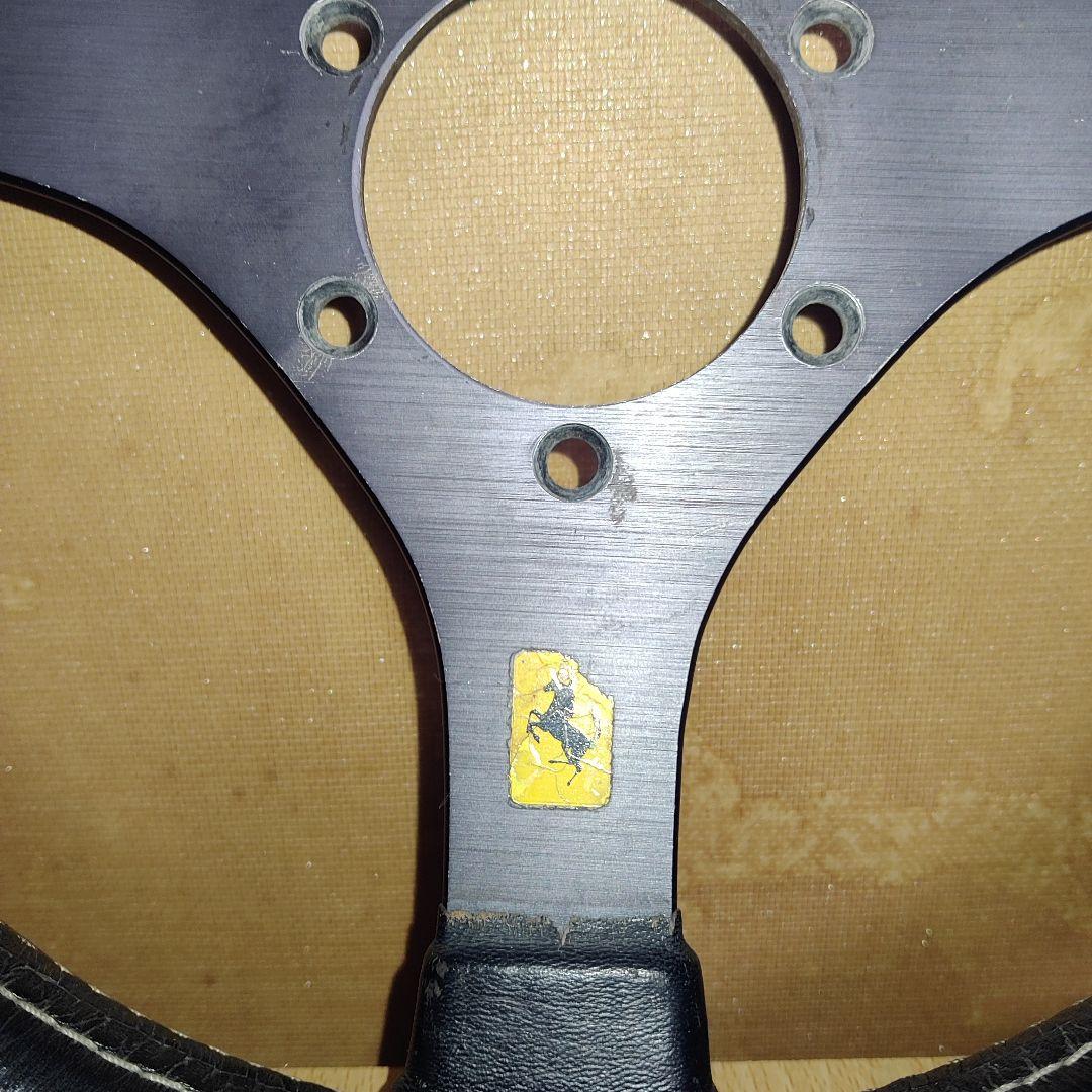 当時物3スポークフェラーリ レザー ステアリングホイール30パイ