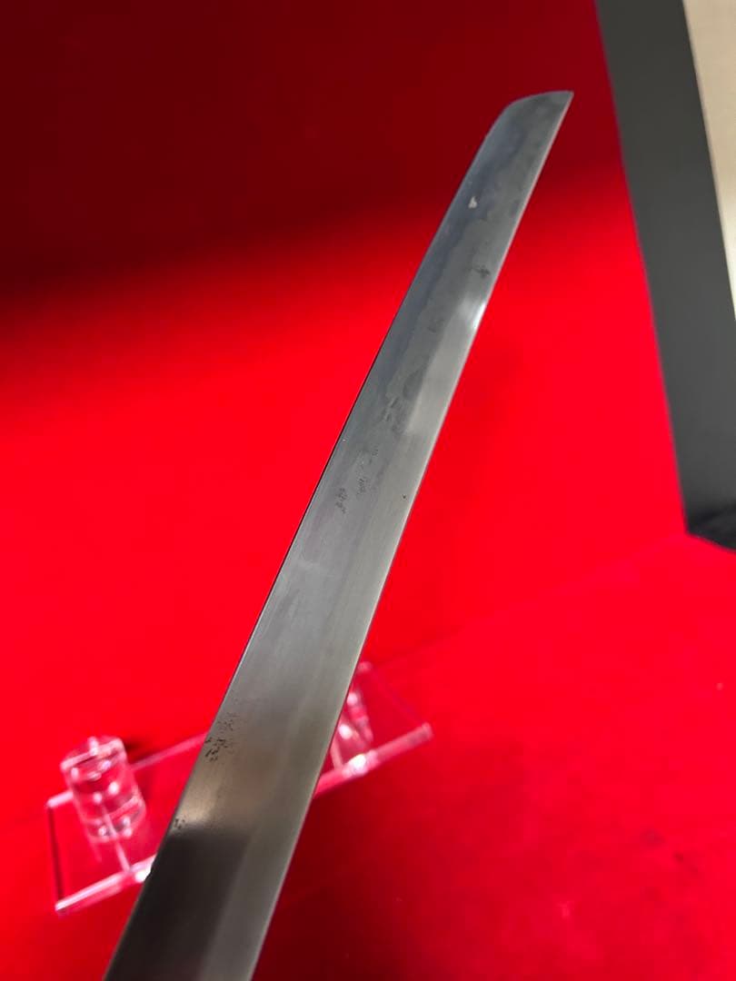 01563 包丁　マグロ包丁　両刃　玉鋼　乱れ刃紋　刃付　未使用品