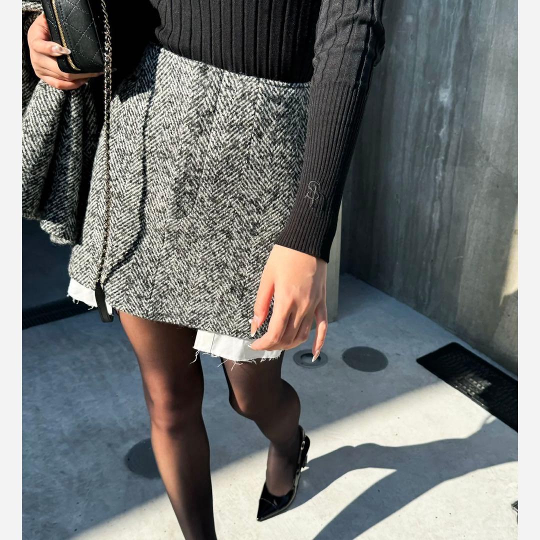 shéllerシェリエ　ヘリンボーンレイヤードスカート　M
