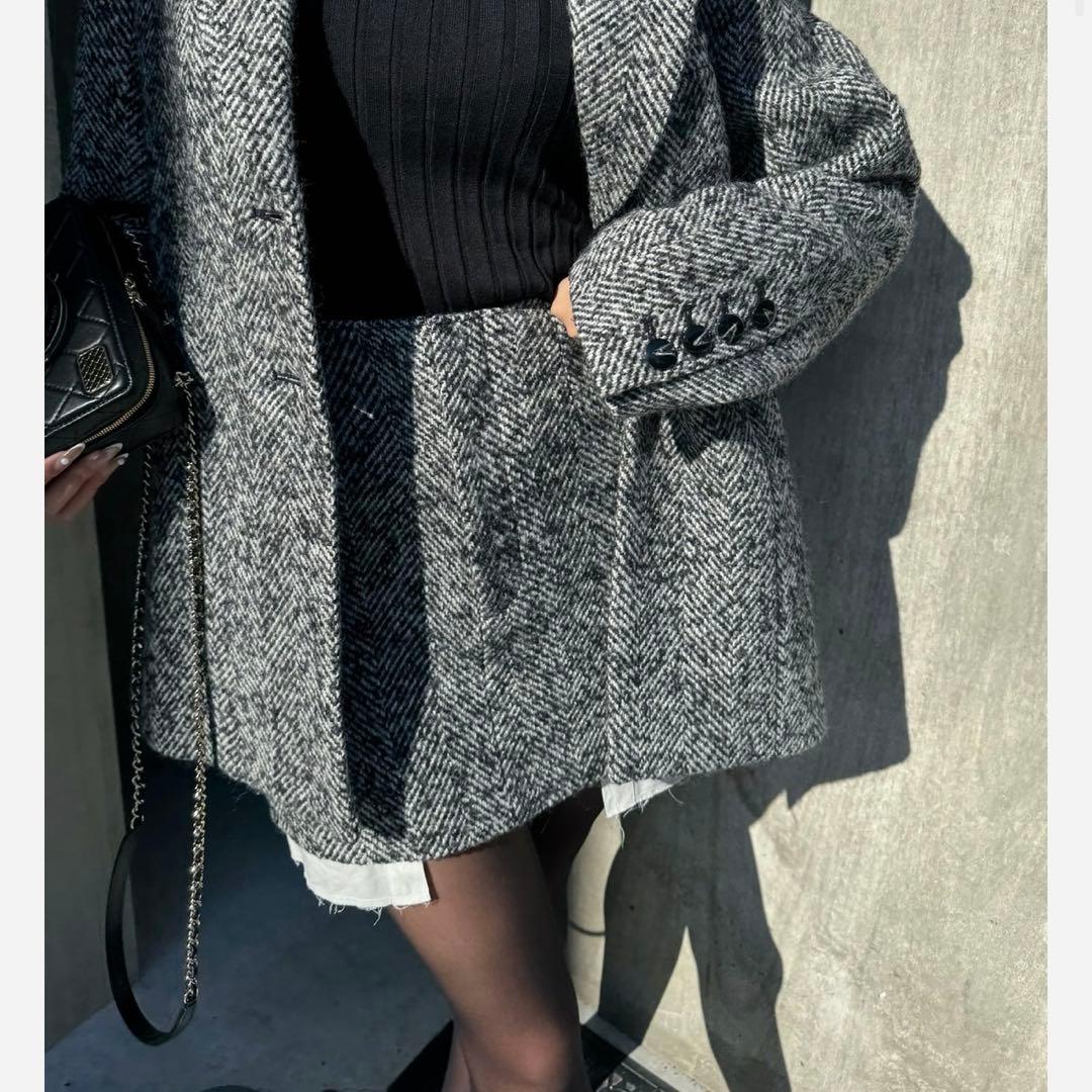 shéllerシェリエ　ヘリンボーンレイヤードスカート　M