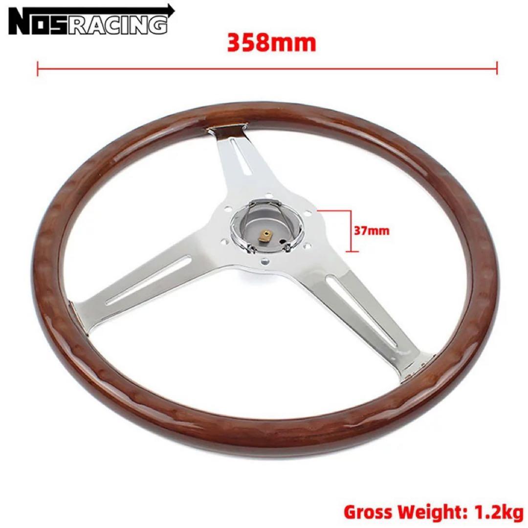 Nardi 14インチ クラシック ステアリング ホイール ウッド調 ポリッシュ