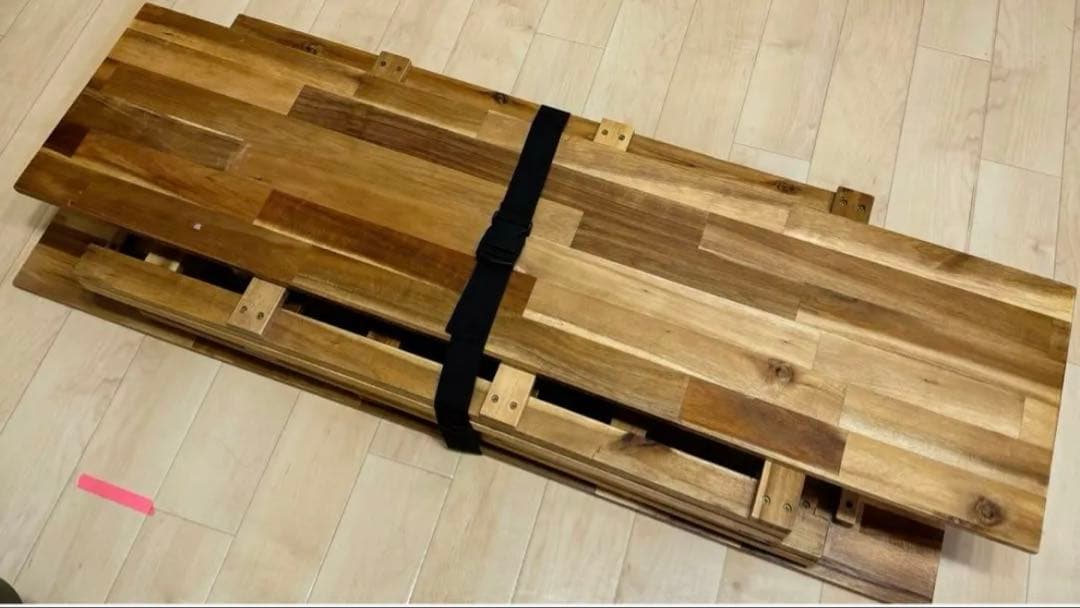 【専用収納袋セット】　耐水ウレタン塗装　木製キッチンテーブル　キャンプ　アカシア