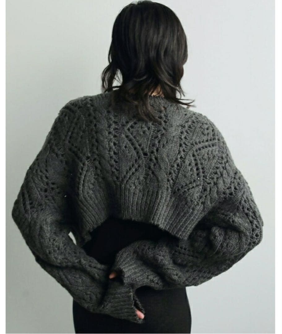 anuke ケーブルニットカーディガン 2色展開　グレー　ビスチェセット