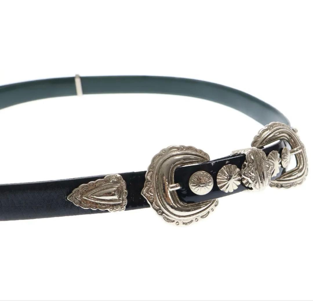 TOGA PULLA バックルベルト ブラック×グリーン