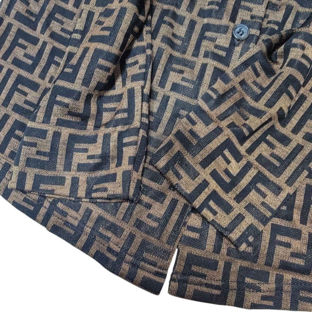 80S-90S フェンディ FENDI ズッカ柄 長袖シャツ S シアーブラウス