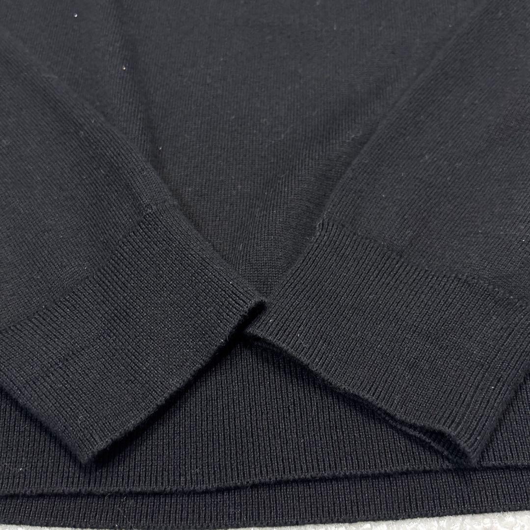 【美品/メンズL】パパス　カシミヤ　コットン　タートルネック　ニット　ブラック