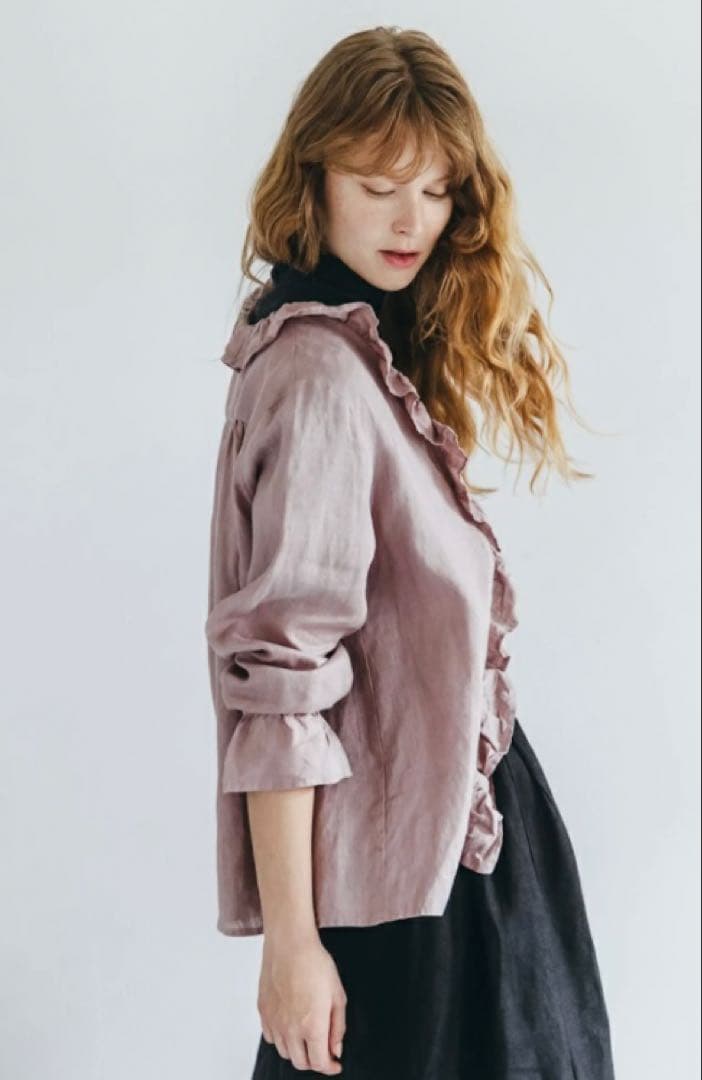 fog linen work 24AW エレナトップ ローズ リネン フリル