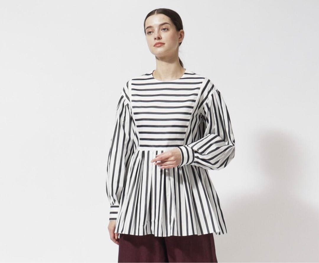 ◎美品◎ CYCLAS シクラス コットンシルク ストライプ 長袖ブラウス