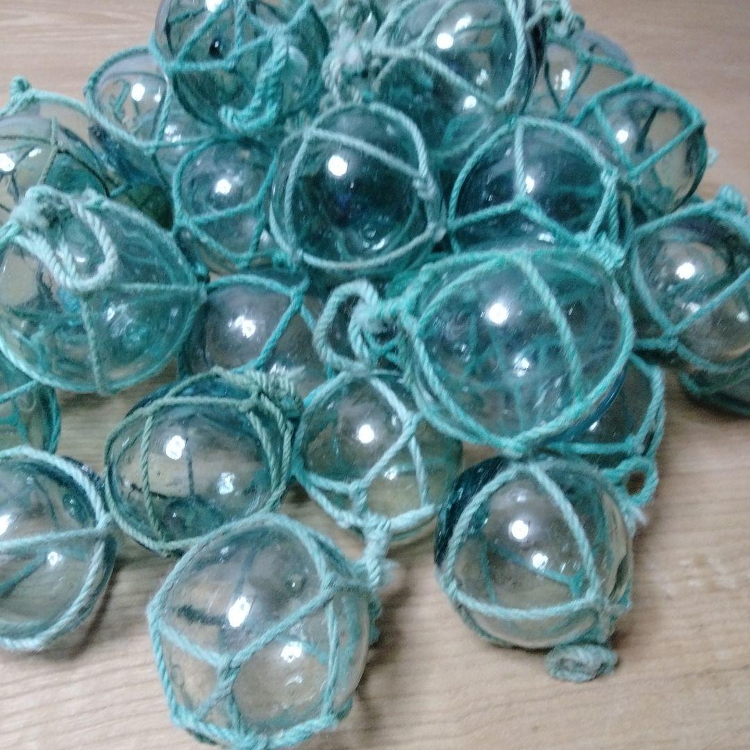 ガラス浮球　浮き玉　ガラス玉　漁具　 ５０個セット　網紐付き