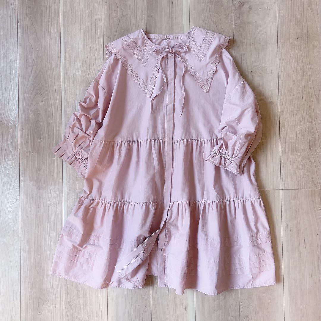 美品＊ローズティアラ 42 ビックカラーチュニック 襟取り外し可 ティアード