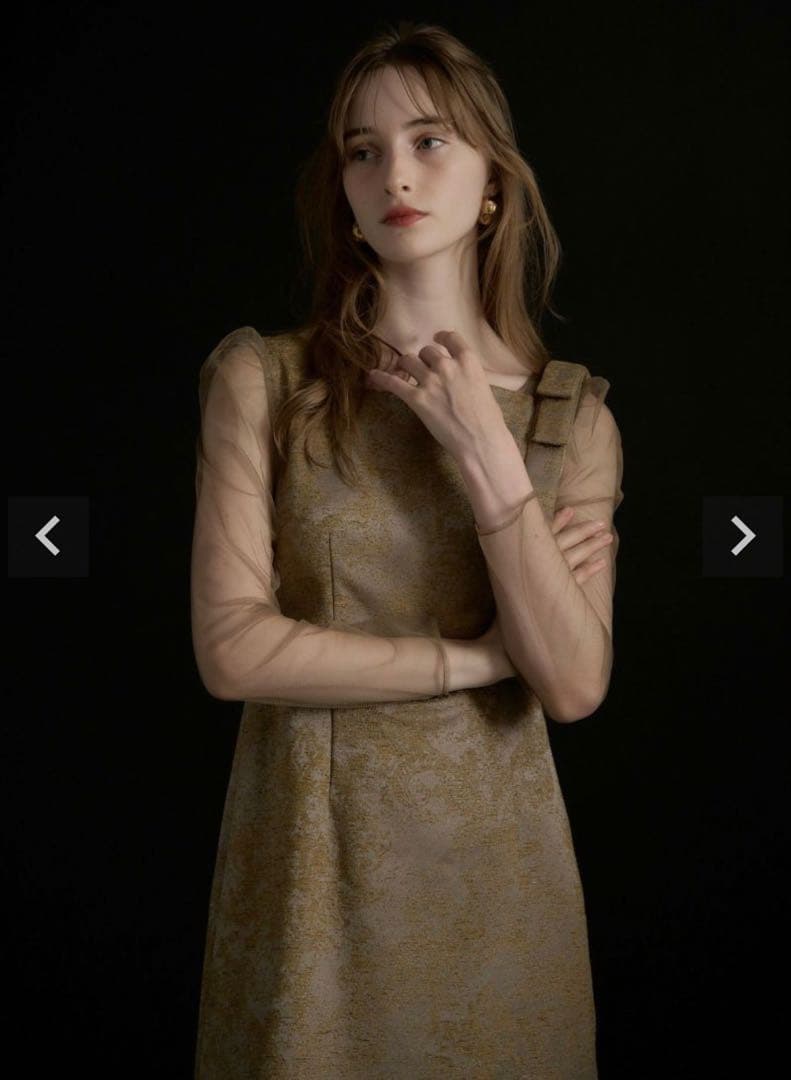 キキ　Shoulder ribbon jacquard dress