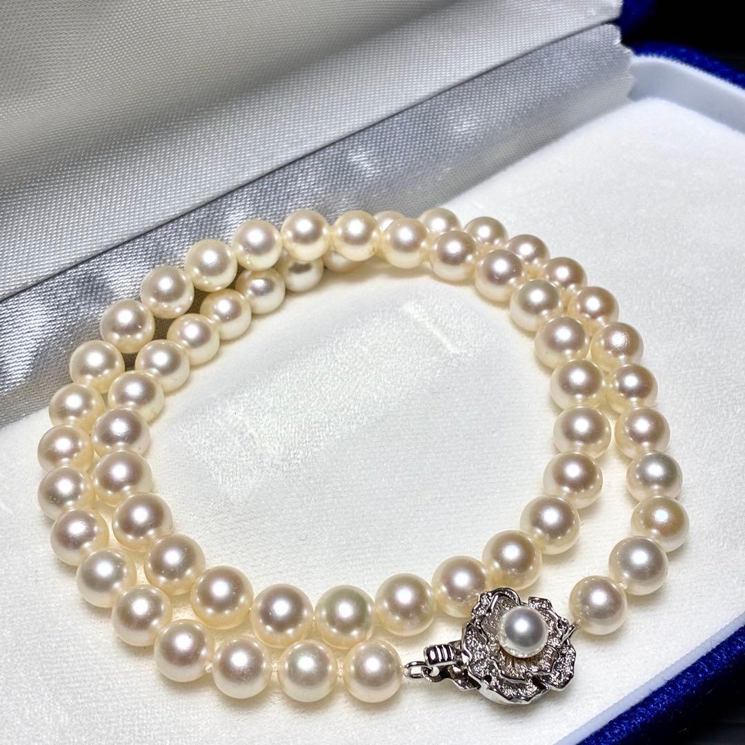 【テリ強　極美品】あこや真珠 ネックレス 7.0-7.5 アコヤ パール 本真珠