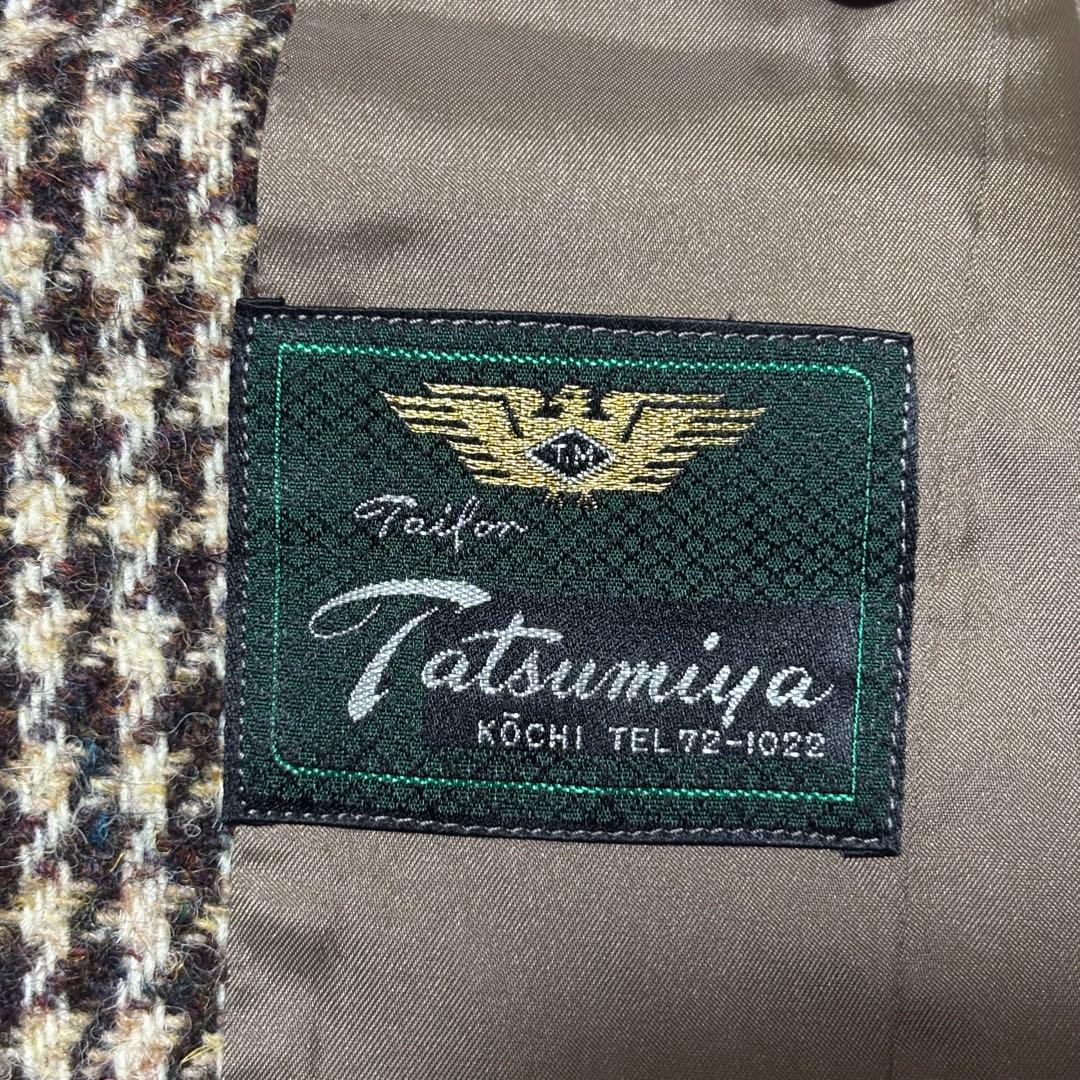 80s 英国製生地 ハリスツイード 千鳥格子 テーラードジャケット　日本仕立て