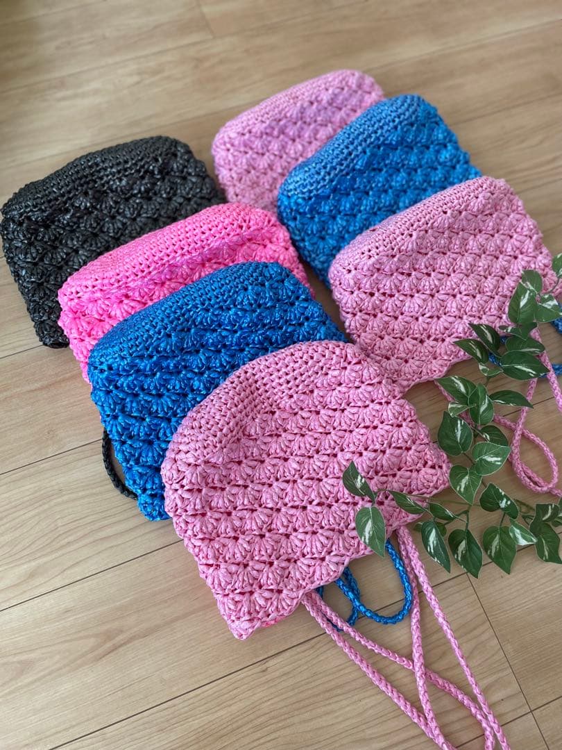 ハンドメイド・スズランテープ編みバッグ