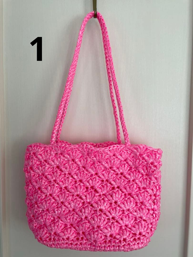 ハンドメイド・スズランテープ編みバッグ